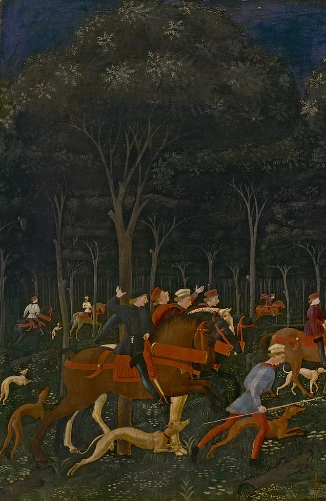 La caccia nella foresta - Ashmolean Museum, Oxford, dettaglio